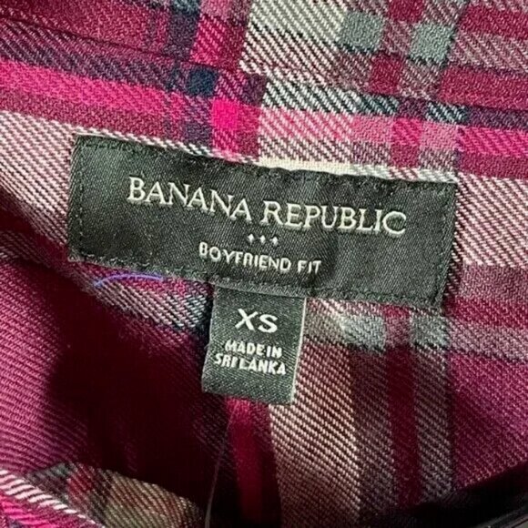 NEW Banana Republic Shirt Womens XS purple black plaid button up preppy - Picture 4 of 10